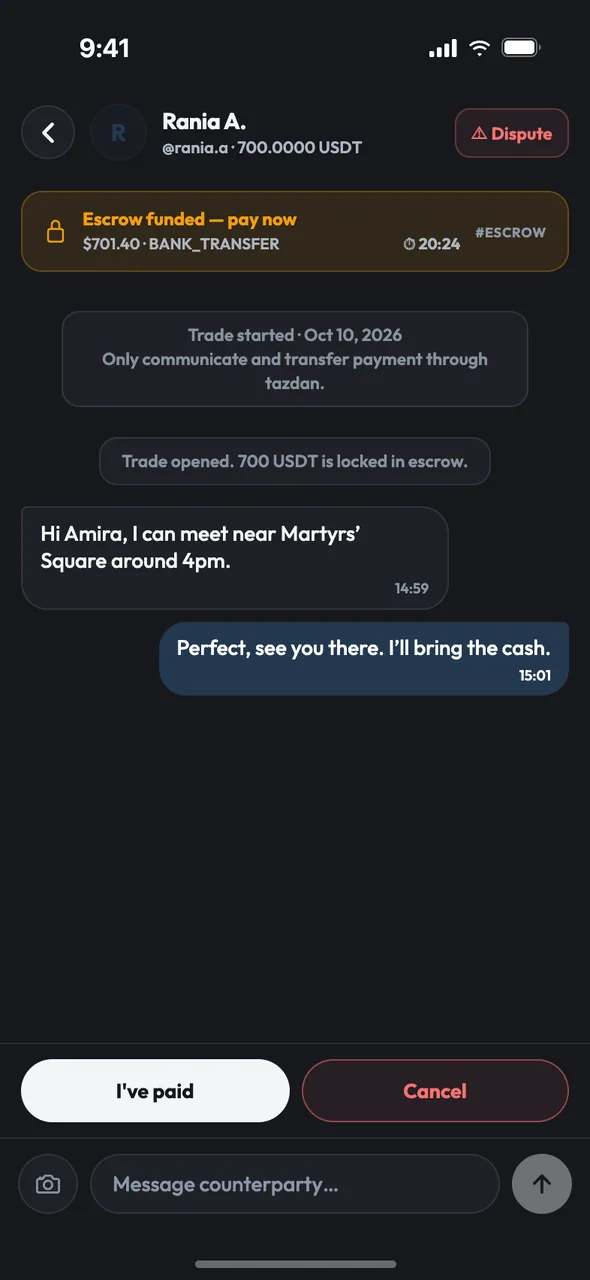 A conversation with a payment bubble and its receipt