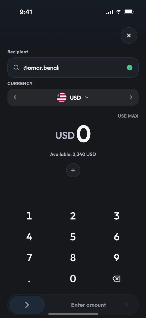 Sending money to a @handle in tazdan